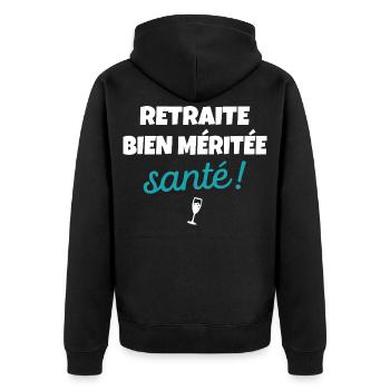 Cadeau Départ Retraite Humour Phrase Drôle Santé - Veste à capuche bio Premium Unisexe - noir - Dos - Nico (187cm)