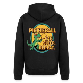 Pickleball Eat Sleep Repeat Funny Player - Unisex Premium Organic Zip Hoodie - black - Back - Nico (187cm)