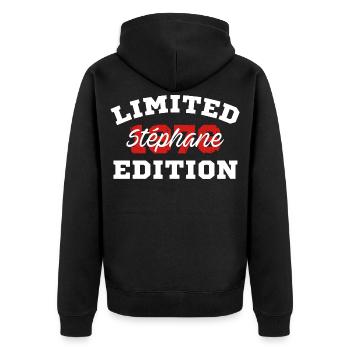 Limited Edition Stéphane 1976 - Unisex Premium Organic Zip Hoodie - black - Back - Nico (187cm)