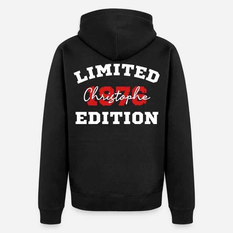 Edition Limitee 1076 Christophe - Veste à capuche bio Premium Unisexe - noir