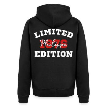 Limitierte Philippe-Ausgabe 1976 - Unisex Premium Bio Zip Hoodie - Schwarz - Hinten - Nico (187cm)