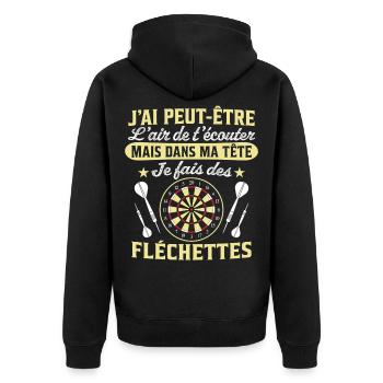  joue aux fléchettes - Veste à capuche bio Premium Unisexe - noir - Dos - Nico (187cm)