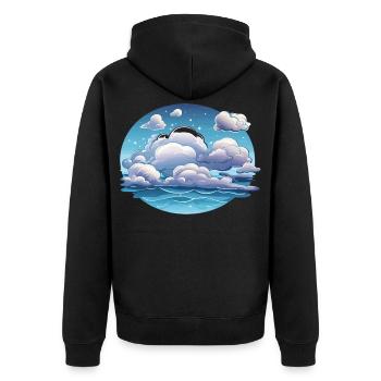 Circular clouds over the ocean - Unisex Premium Organic Zip Hoodie - black - Back - Nico (187cm)