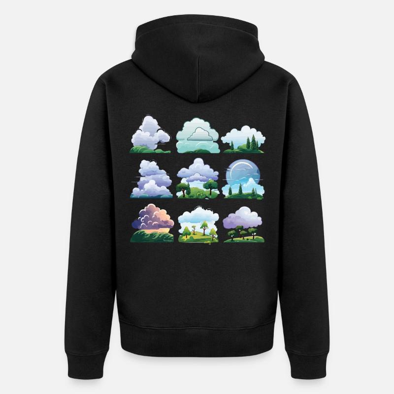Dessin animé Cloudscapes - Veste à capuche bio Premium Unisexe - noir