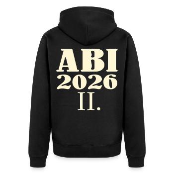 Nachprüfungen Abitur 2026 - Unisex Premium Bio Zip Hoodie - Schwarz - Hinten - Nico (187cm)