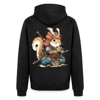 Squirrel Samurai Armor - Unisex Premium Organic Zip Hoodie - black - Back - Nico (187cm)