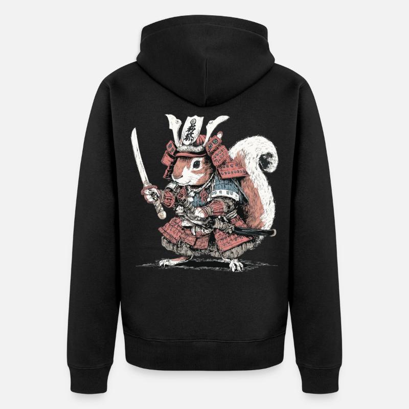 Squirrel Samurai Armor - Unisex Premium Organic Zip Hoodie - black