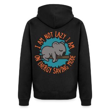 I’m Not Lazy Koala Energy Saving Mode - Unisex Premium Organic Zip Hoodie - black - Back - Nico (187cm)