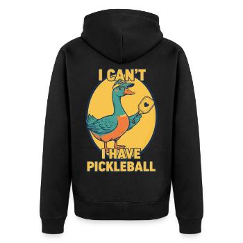 Pickleball, ich kann nicht, ich habe Pickleball, lustiger Spieler. - Unisex Premium Bio Zip Hoodie - Schwarz - Hinten - Nico (187cm)