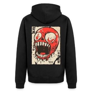 Skull Pop Art - Unisex Premium Bio Zip Hoodie - Schwarz - Hinten - Nico (187cm)