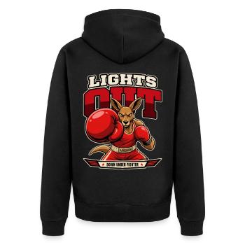K.-O. Kangaroo – Lights Out Boxing - Veste à capuche bio Premium Unisexe - noir - Dos - Nico (187cm)