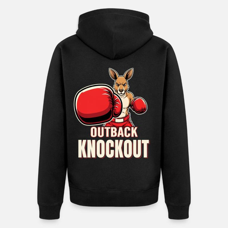 Boxeur kangourou de l’Outback Knockout - Veste à capuche bio Premium Unisexe - noir