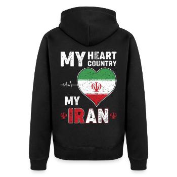 Cœur pour le drapeau iranien Cœur - Veste à capuche bio Premium Unisexe - noir - Dos - Nico (187cm)