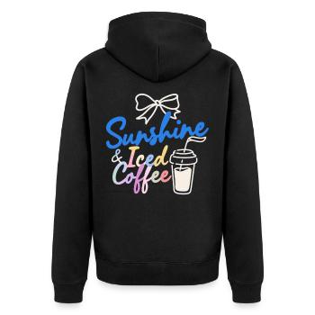 Sommer Sonne Urlaub - Unisex Premium Bio Zip Hoodie - Schwarz - Hinten - Nico (187cm)