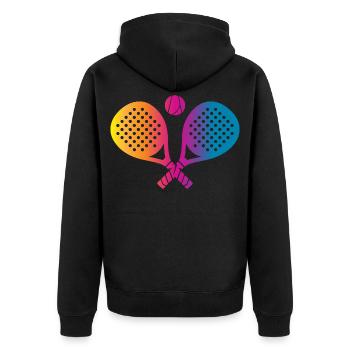 Padel Sport - Unisex Premium Bio Zip Hoodie - Schwarz - Hinten - Nico (187cm)