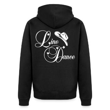 Line Dance Script Logo - Unisex Premium Organic Zip Hoodie - black - Back - Nico (187cm)