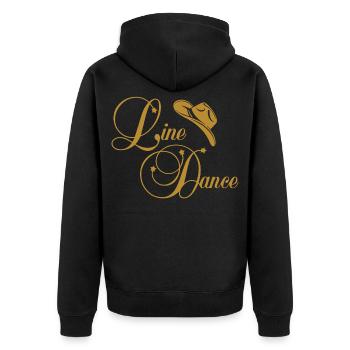Line Dance Gold Logo - Unisex Premium Bio Zip Hoodie - Schwarz - Hinten - Nico (187cm)