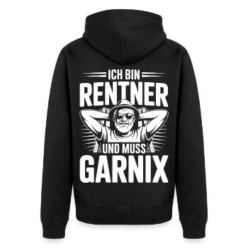 Ich bin Rentner - Unisex Premium Bio Zip Hoodie - Schwarz - Hinten - Nico (187cm)