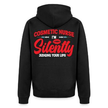 Ästhetische Krankenschwester Lippenchirurgie-Injektor-Botox - Unisex Premium Bio Zip Hoodie - Schwarz - Hinten - Nico (187cm)