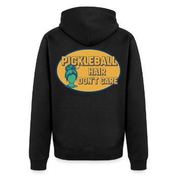 Pickleball Cheveux S’en Fiche, Joueur Drôle Amour - Veste à capuche bio Premium Unisexe - noir - Dos - Nico (187cm)