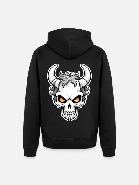 Horned Skull Ember Eyes - Unisex Premium Bio Zip Hoodie - Schwarz