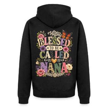 Nannte Nana Muttertag - Unisex Premium Bio Zip Hoodie - Schwarz - Hinten - Nico (187cm)