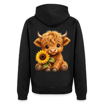 Vache des Highlands, bovins des Highlands, vache des Highlands, tournesol - Veste à capuche bio Premium Unisexe - noir - Dos - Nico (187cm)