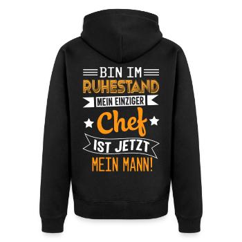 Rente Pension Ruhestand Rentner 2027 - Unisex Premium Bio Zip Hoodie - Schwarz - Hinten - Nico (187cm)