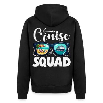 Cruise Squad Sonnenbrille Urlaub Trip - Unisex Premium Bio Zip Hoodie - Schwarz - Hinten - Nico (187cm)