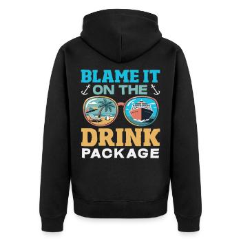 Blame It On The Drink Package Alkohol - Unisex Premium Bio Zip Hoodie - Schwarz - Hinten - Nico (187cm)