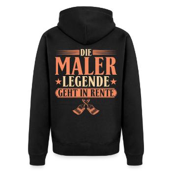 Maler Legende im Ruhestand - Geschenk Rente - Unisex Premium Bio Zip Hoodie - Schwarz - Hinten - Nico (187cm)