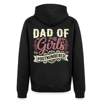 Dad of Girls Flowers Vintage Dad - Unisex Premium Organic Zip Hoodie - black - Back - Nico (187cm)