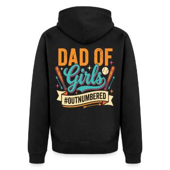Dad of Girls Baseball Papa Töchter Sport - Unisex Premium Bio Zip Hoodie - Schwarz - Hinten - Nico (187cm)