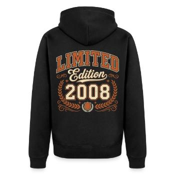Édition limitée 2008 Vintage Birthday - Veste à capuche bio Premium Unisexe - noir - Dos - Nico (187cm)