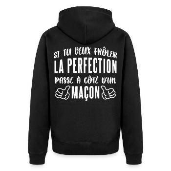 Frôler La Perfection Passe À Côté D’un Maçon - Veste à capuche bio Premium Unisexe - noir - Dos - Nico (187cm)
