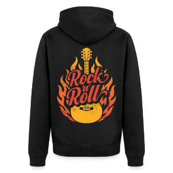 Rock and Roll - Unisex Premium Organic Zip Hoodie - black - Back - Nico (187cm)
