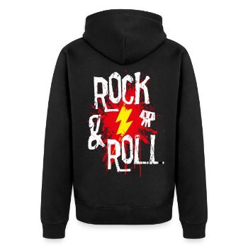Rock and Roll - Unisex Premium Organic Zip Hoodie - black - Back - Nico (187cm)