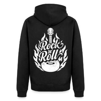 Rock and Roll - Unisex Premium Organic Zip Hoodie - black - Back - Nico (187cm)