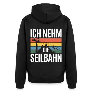 Ich nehm die Seilbahn Skilift Retro Berge - Unisex Premium Bio Zip Hoodie - Schwarz - Hinten - Nico (187cm)