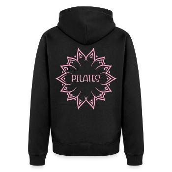Pilates Flower - Unisex Premium Organic Zip Hoodie - black - Back - Nico (187cm)