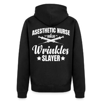  Asesthetic Nurse aka Wrinkles Slayer Botox - Unisex Premium Organic Zip Hoodie - black - Back - Nico (187cm)