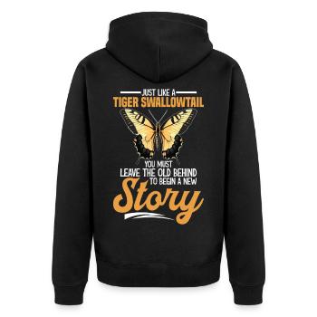 Schmetterlingsliebhaber Insekt Entomoloy Östlicher Tiger - Unisex Premium Bio Zip Hoodie - Schwarz - Hinten - Nico (187cm)