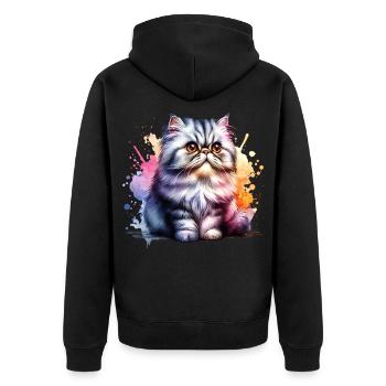 Cadeau du chat persan - Veste à capuche bio Premium Unisexe - noir - Dos - Nico (187cm)