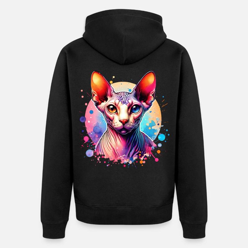Motif du chat Sphynx - Veste à capuche bio Premium Unisexe - noir