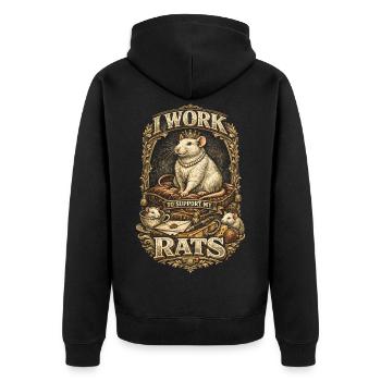 Farbratte Fancy Rat Je travaille pour subvenir aux besoins de mes rats - Veste à capuche bio Premium Unisexe - noir - Dos - Nico (187cm)