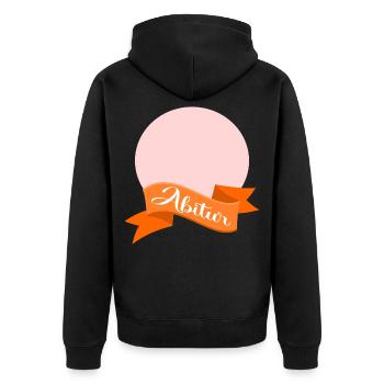 Abitur Schleife - Unisex Premium Bio Zip Hoodie - Schwarz - Hinten - Nico (187cm)