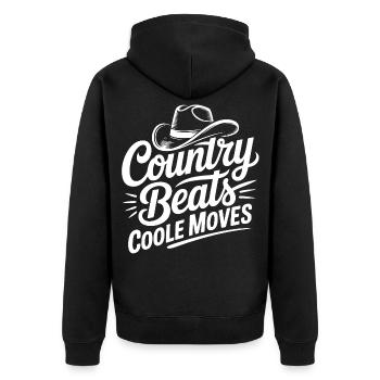 Country Moves Cool - Unisex Premium Bio Zip Hoodie - Schwarz - Hinten - Nico (187cm)