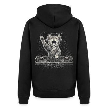 Platine Cat DJ Écouteurs Musicaux Platines - Veste à capuche bio Premium Unisexe - noir - Dos - Nico (187cm)