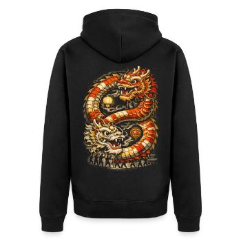 Dragon Dance Drachentanz - Unisex Premium Bio Zip Hoodie - Schwarz - Hinten - Nico (187cm)