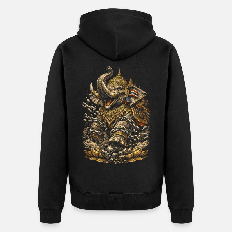 Éléphant de la Fierté Thaïlandaise - Veste à capuche bio Premium Unisexe - noir